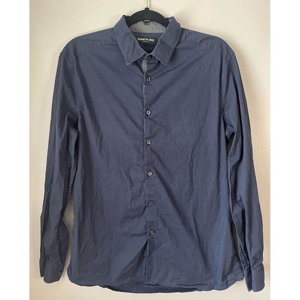 Kenneth Cole‎ Shirt Mens L Blue Button Up Long Sleeve Collared Casual